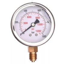 Nyomásmérő óra,1/4" KM, glicerinnel töltött, max 10 bar INOX