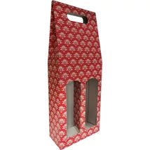 DÍSZDOBOZ 2 PALACKOS- PIROS