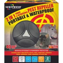 Weitech Ultrahangos kisállatriasztó, 40 m2/egér, patkány, kutya, macska, nyest, róka