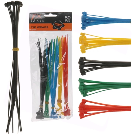 Kábelkötegelő 20cm Szett 50db (10db/szín)