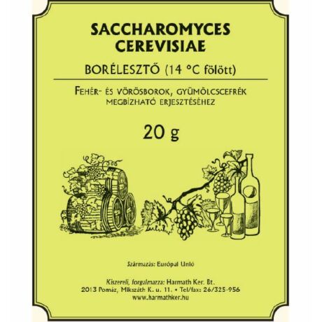 BORÉLESZTŐ (Saccharomices cerevisiae) szőlő, gyümölcsmusthoz,cefréhez 20g