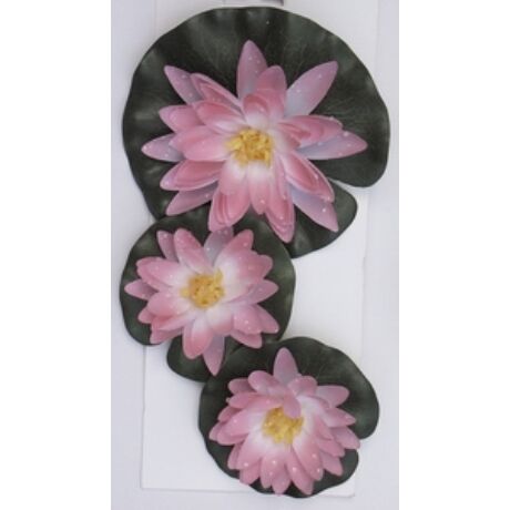 Selyemvirág,tavirózsa pink szett 3db: 10/8/8cm