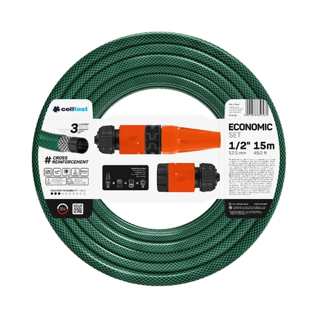 CELLFAST Locsolótömlő 3 rétegű ECONOMIC SET 1/2" 15 m