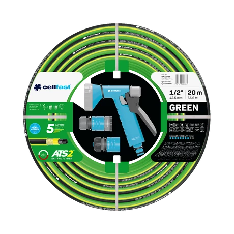 CELLFAST Locsolótömlő 5 rétegű GREEN SET 1/2" 20 m