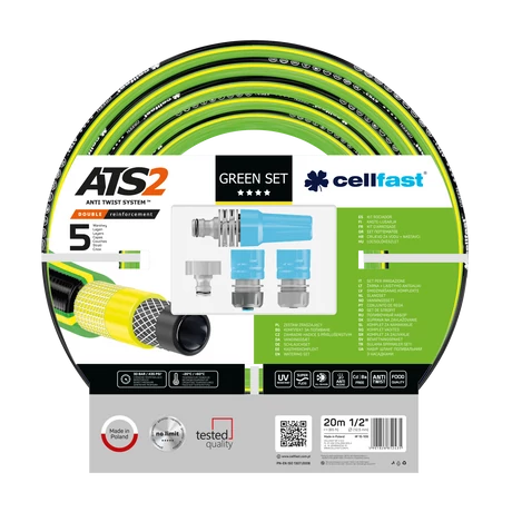 CELLFAST Locsolótömlő 5 rétegű GREEN SET 1/2" 20 m